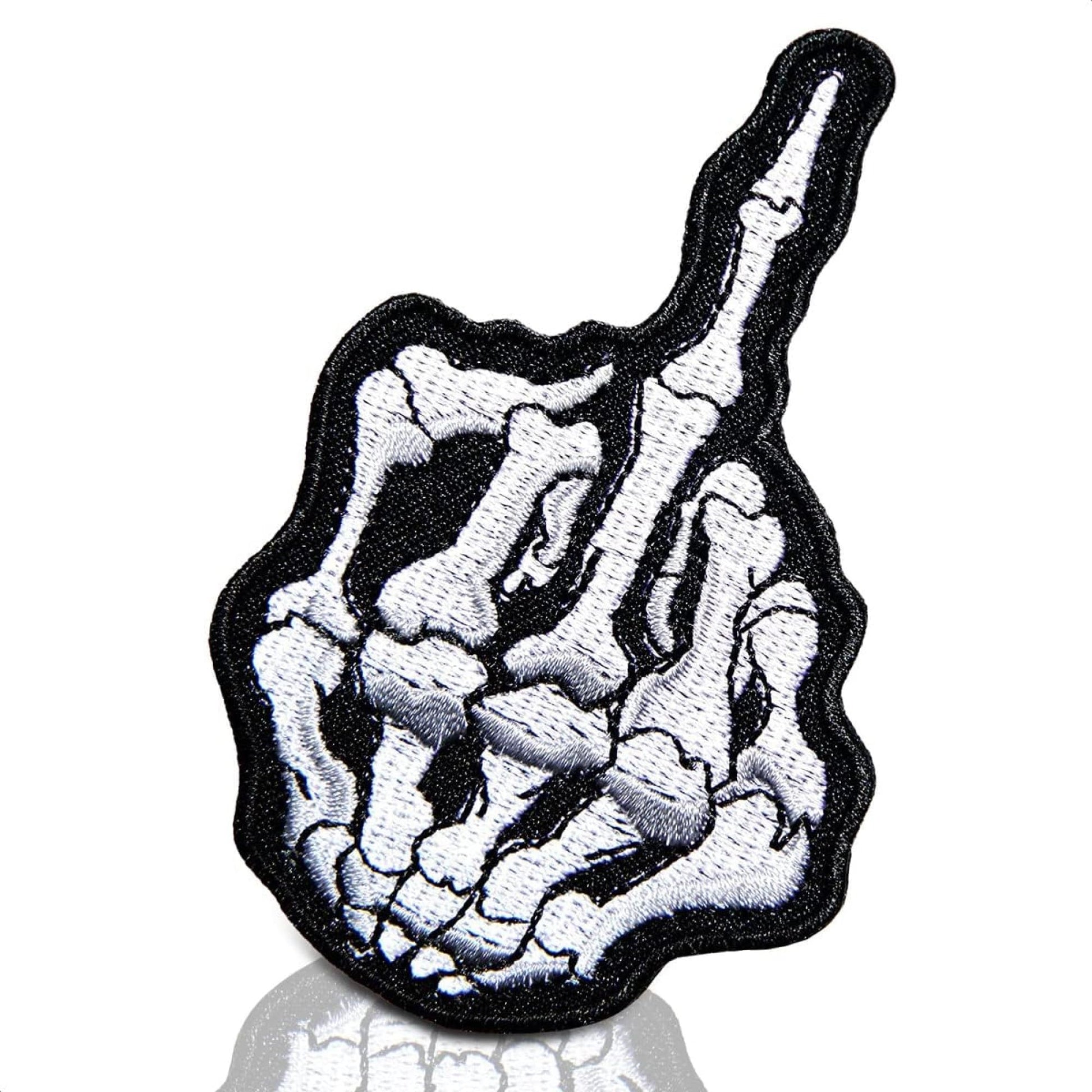 Skeleton middle finger iron on patches for jackets