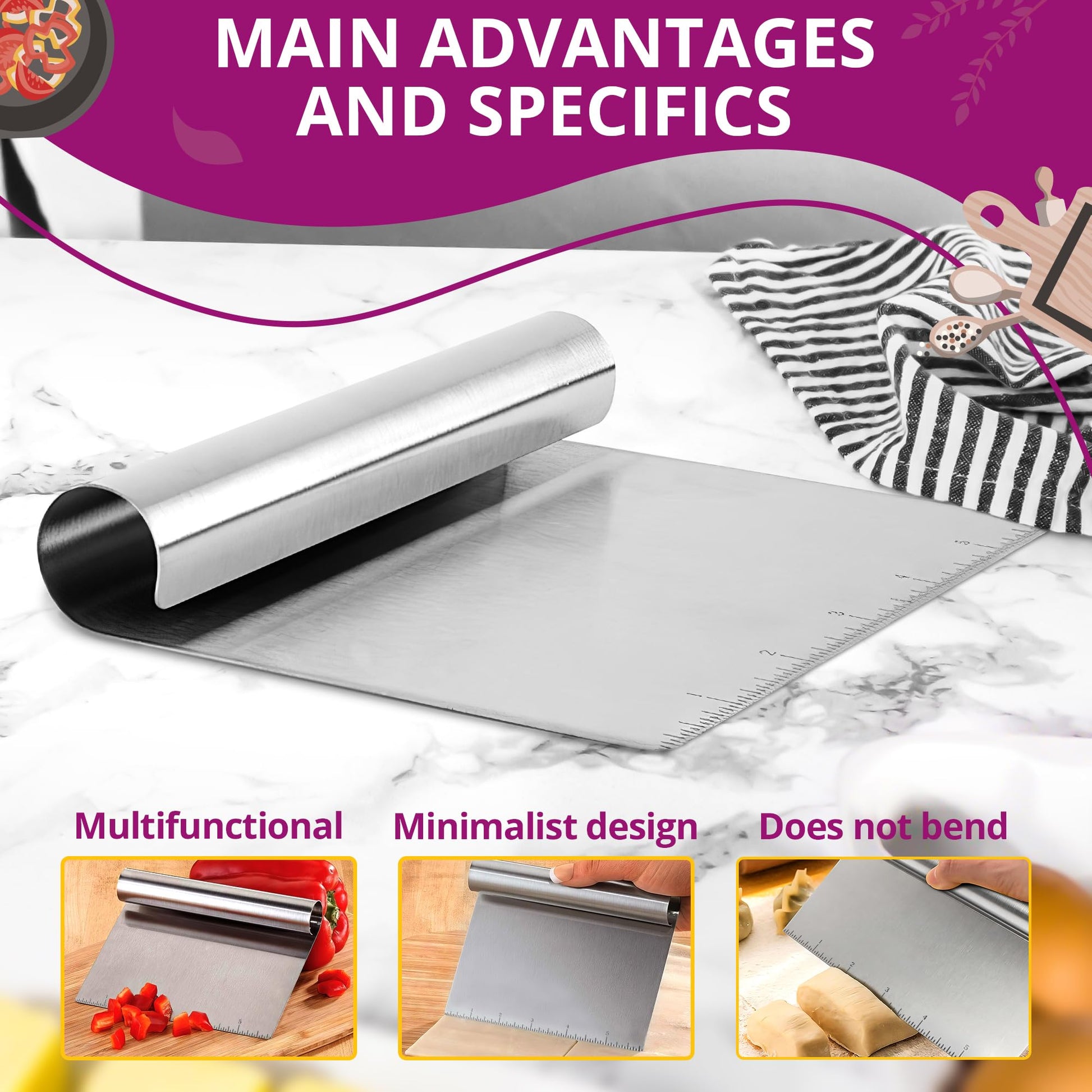 Stainless steel dough cutter